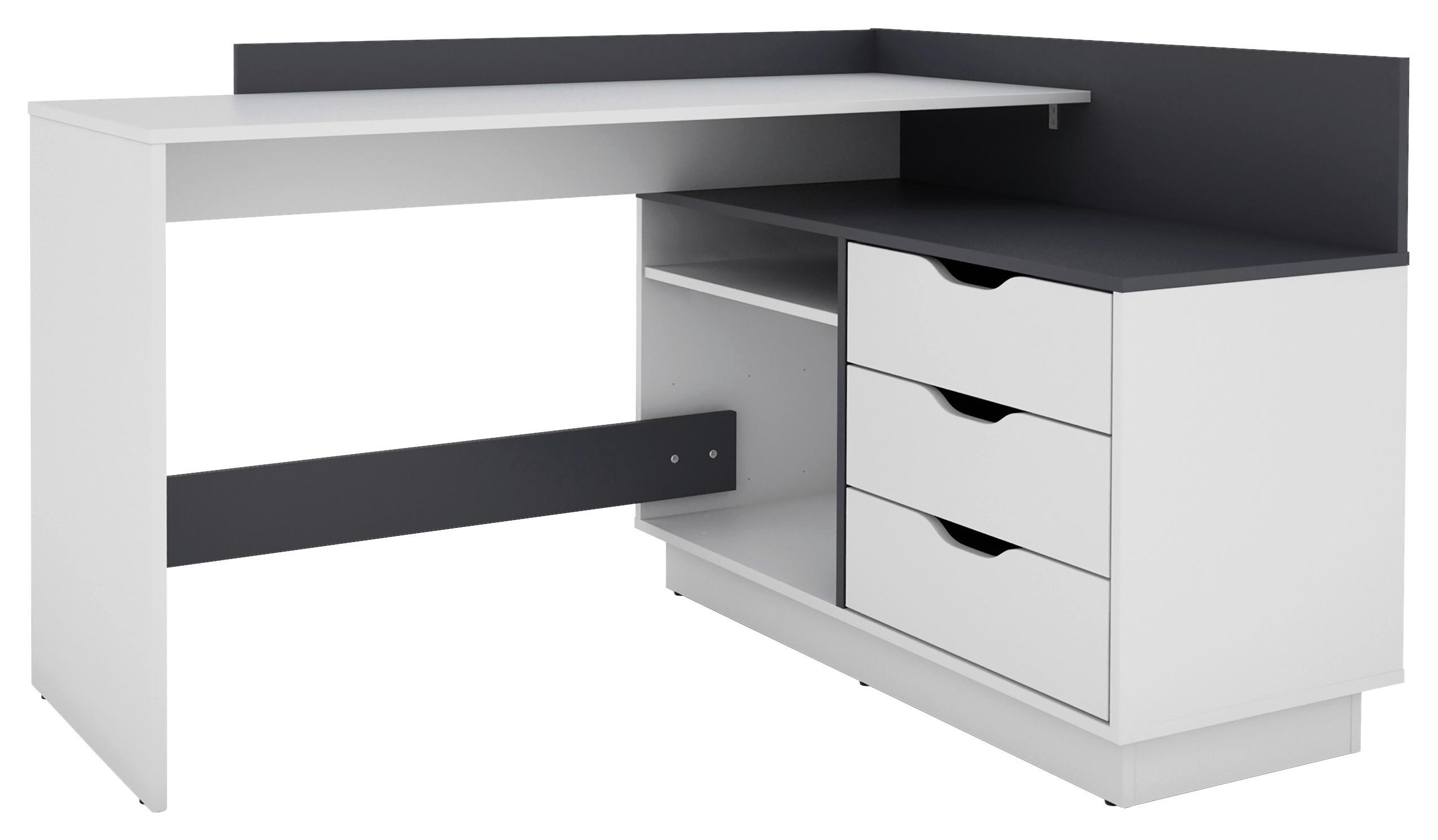 Eckschreibtisch mit Stauraum 105 cm Belfast Schwarz/Weiß - Schwarz/Weiß, LIFESTYLE, Holzwerkstoff (129/105/84cm) - MID.YOU