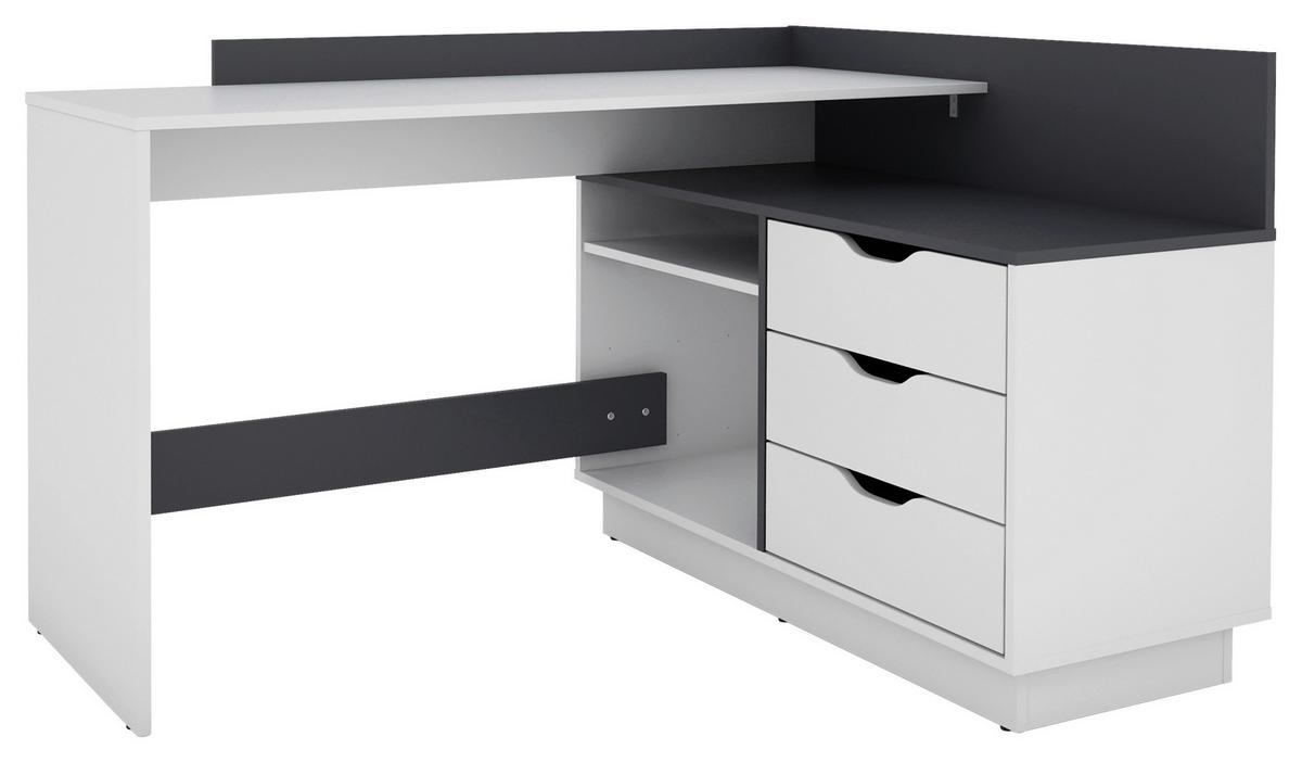 Eckschreibtisch Mit Stauraum 105 Cm Belfast Schwarz/weiß - Schwarz/Weiß, LIFESTYLE, Holzwerkstoff (129/105/84cm) - MID.YOU