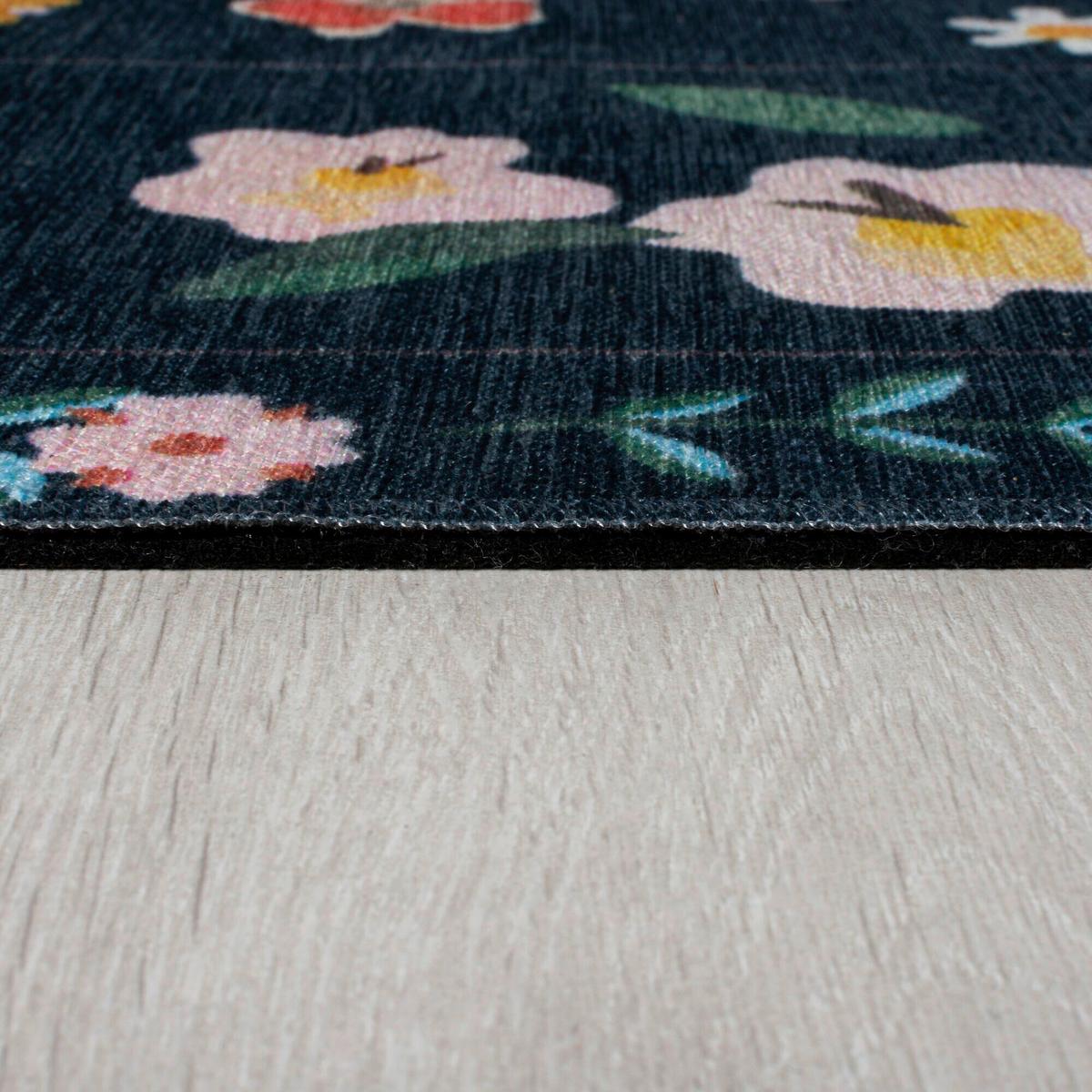 Webteppich Nordic Floral Navy 170x240 - Dunkelblau, KONVENTIONELL, Textil (170/240cm)