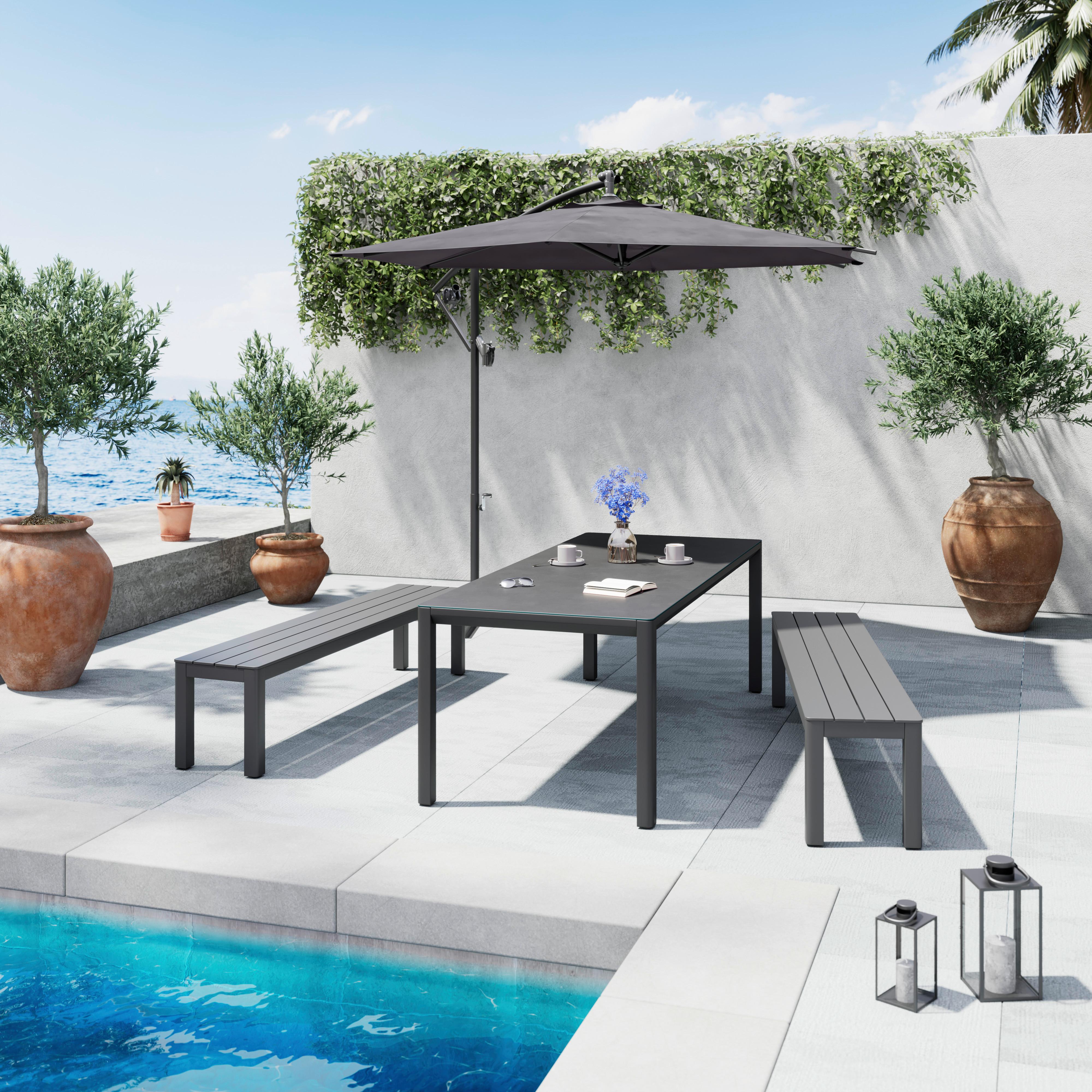 Gartenbank Bogota - Dunkelgrau, Trend, Metall (200/44/39.5cm) - Beldano