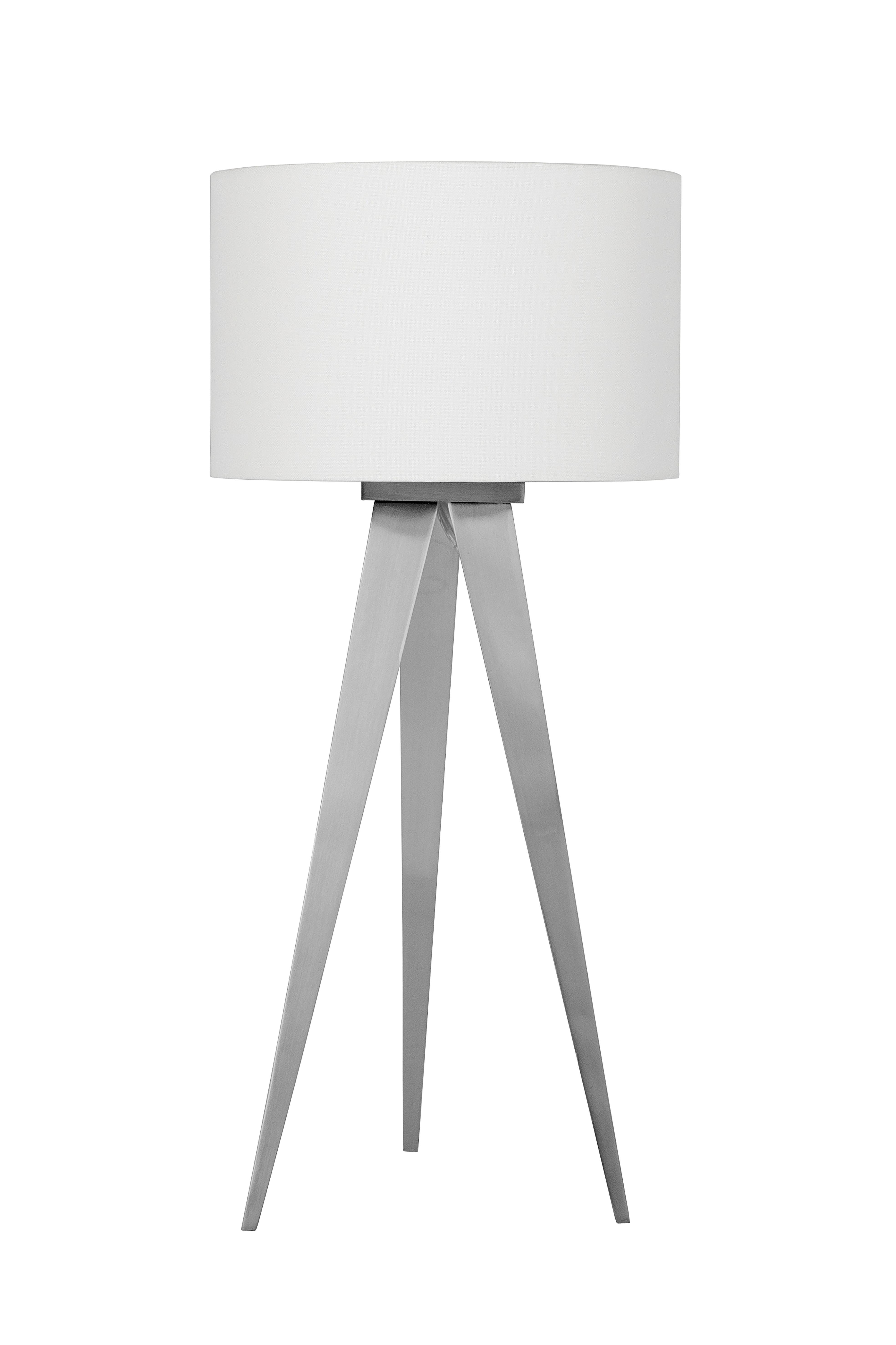 Tischlampe Tripod Nickelfarben mit Kippschalter - Nickelfarben, Design, Textil/Metall (28/61,5cm) - Näve