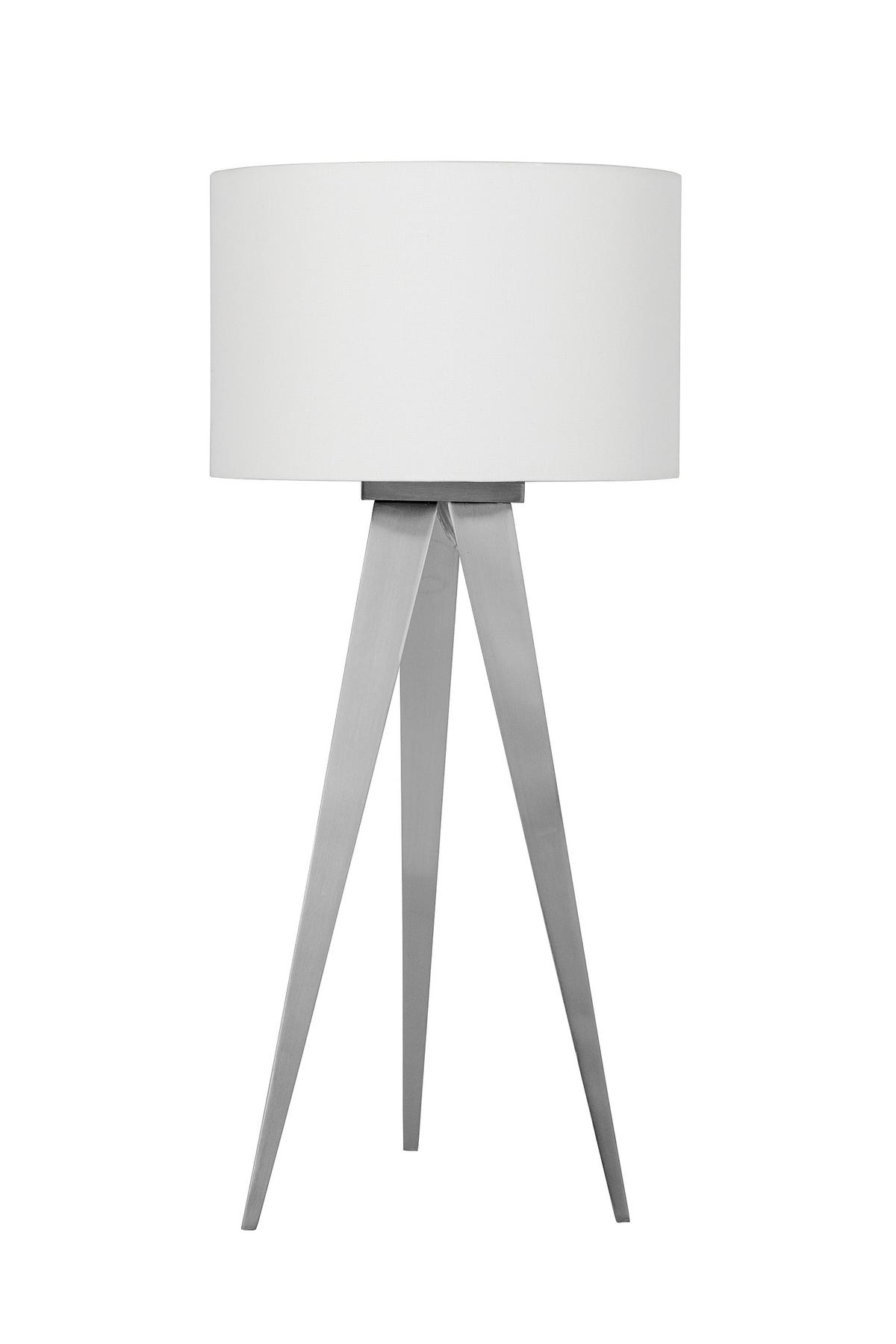 Tischlampe Tripod Nickelfarben mit Kippschalter - Nickelfarben, Design, Textil/Metall (28/61,5cm) - Näve