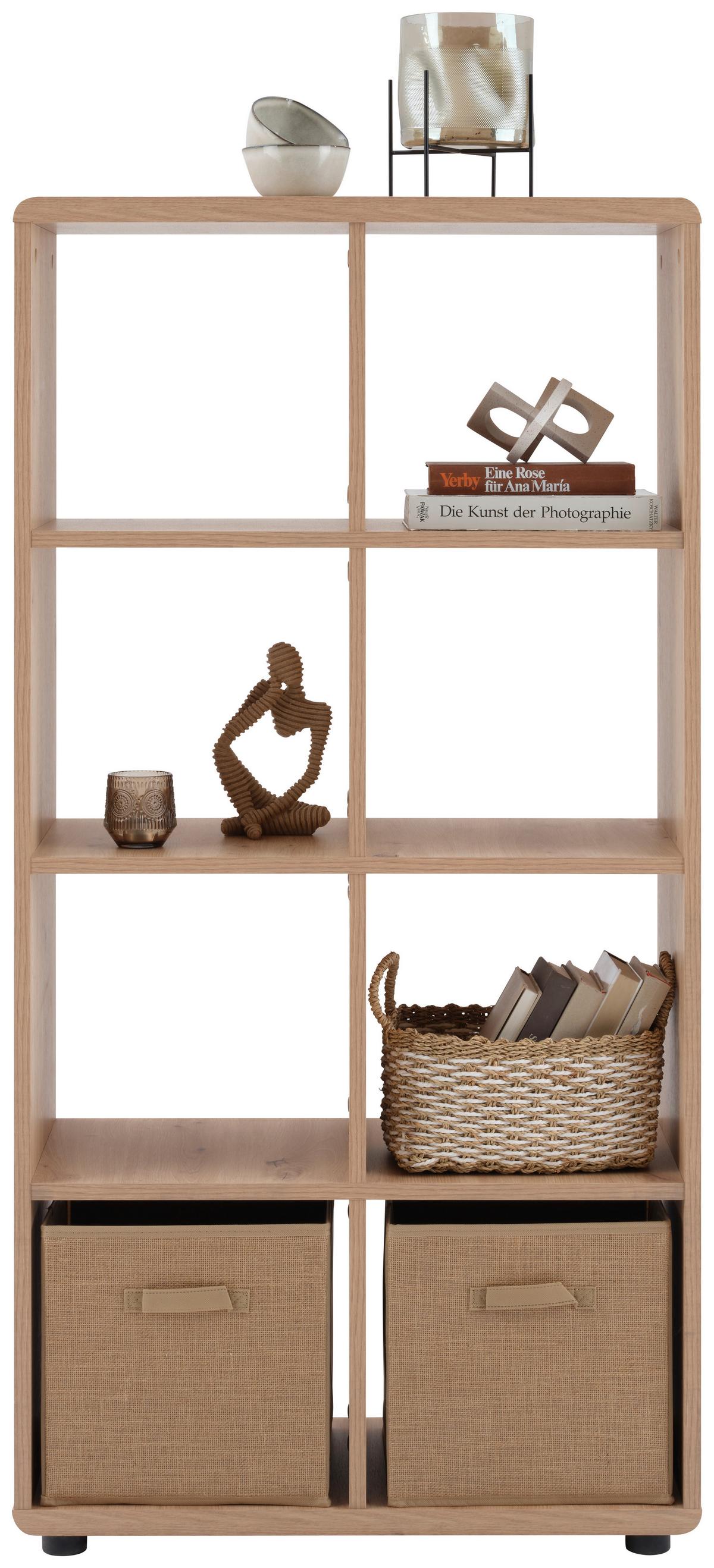 Regal Fontana B 73,2cm, Eiche Dekor/kaschmir - Kaschmir/Schwarz, MODERN, Holzwerkstoff (73,2/145/35cm)