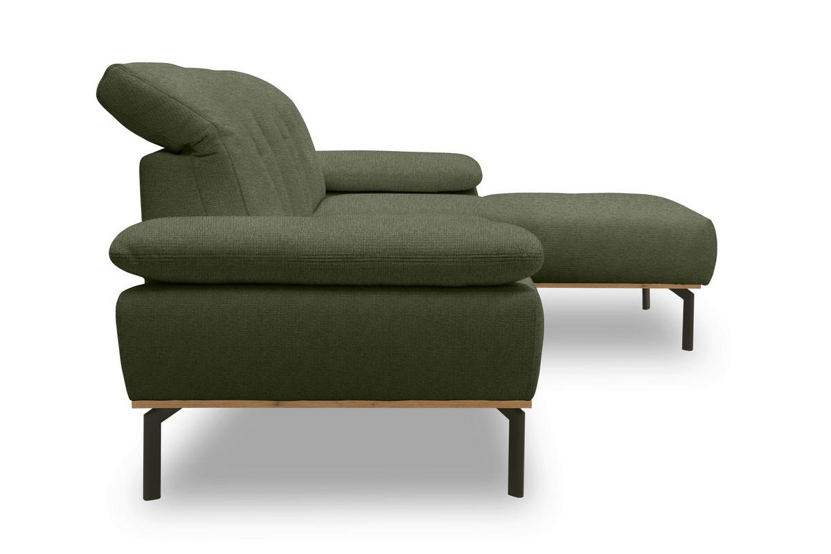 Ecksofa Grün S: 242x170 cm - Wildeiche/Schwarz, Design, Holz/Textil (242/170cm) - MID.YOU