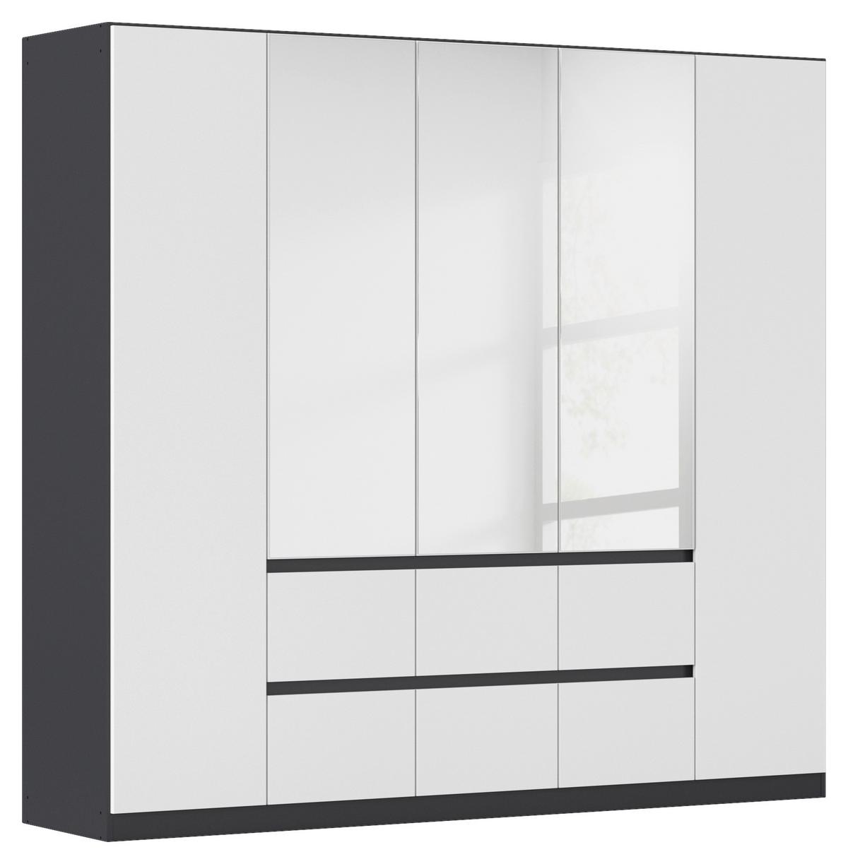 Drehtürenschrank Mainz Grau/Weiß B: 226 cm - Silberfarben/Weiß, Basics, Holzwerkstoff (226/210/54cm) - Rauch Möbel