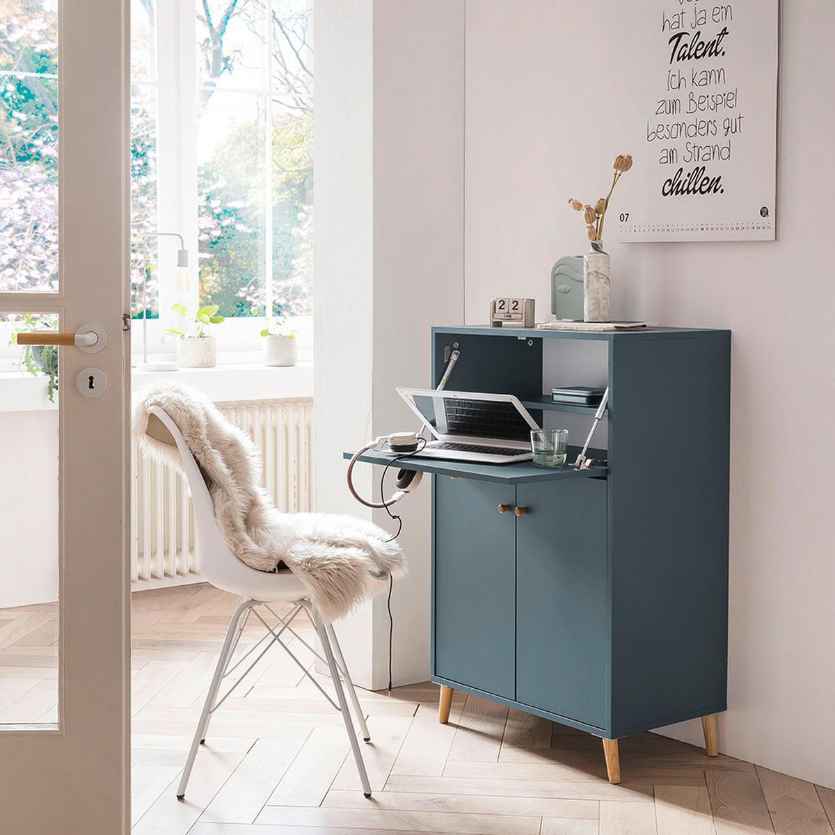 Sekretär Serie 500 Blau B: 65,2 cm - Blau/Weiß, MODERN, Holzwerkstoff (65,2/101,7/39cm) - MID.YOU