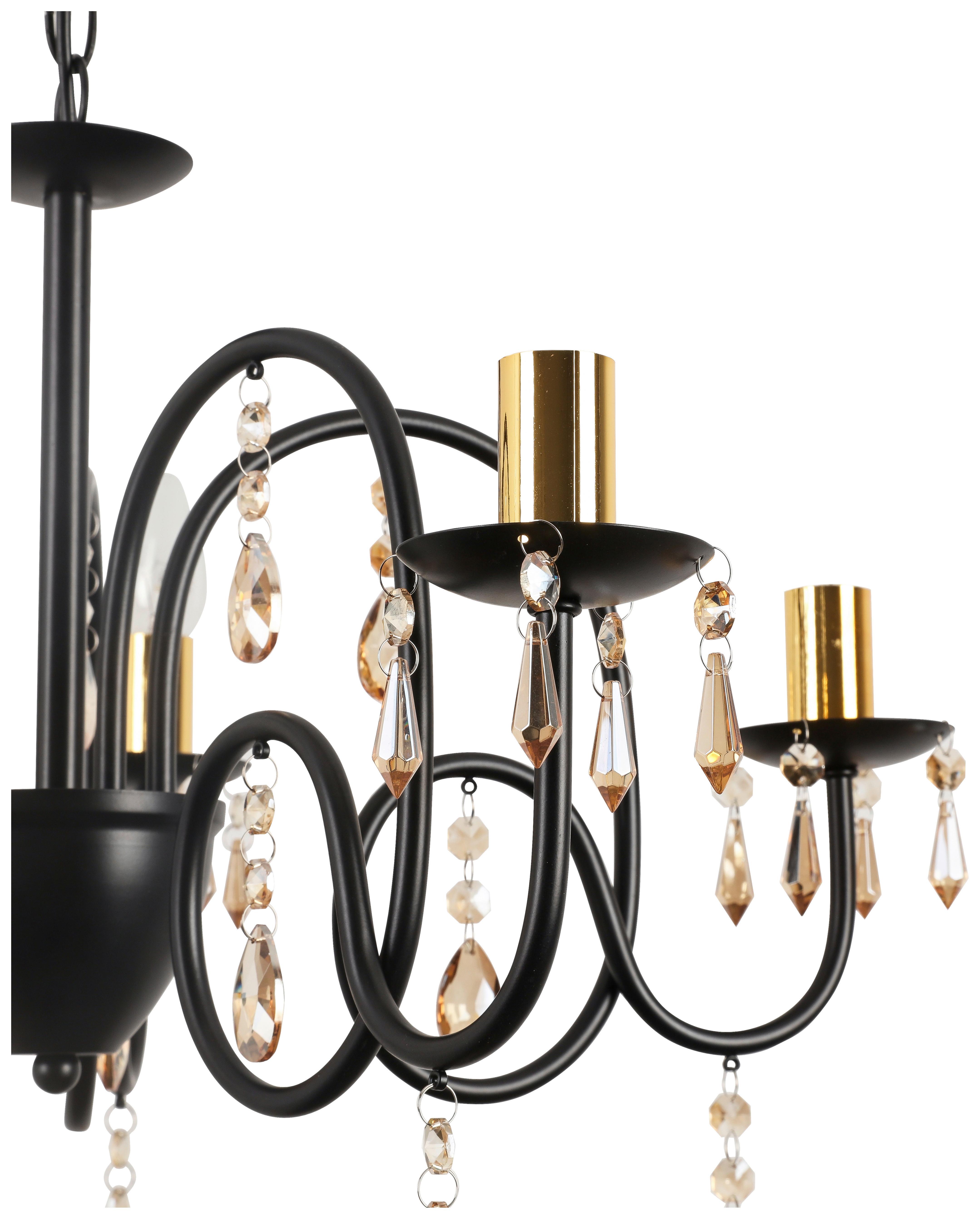 Závesné svítidlo Kristina, E14 max. 40W - jantarové barvy/černá, Moderní, kov/sklo (60/120cm) - Modern Living