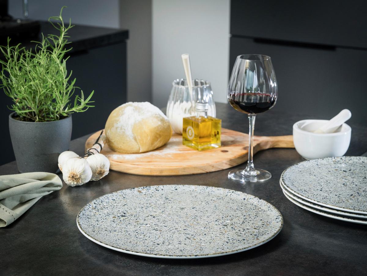 Pizzateller Stone Collection Porzellan, Grau, 4 Stück - Grau, Basics, Keramik - Creatable