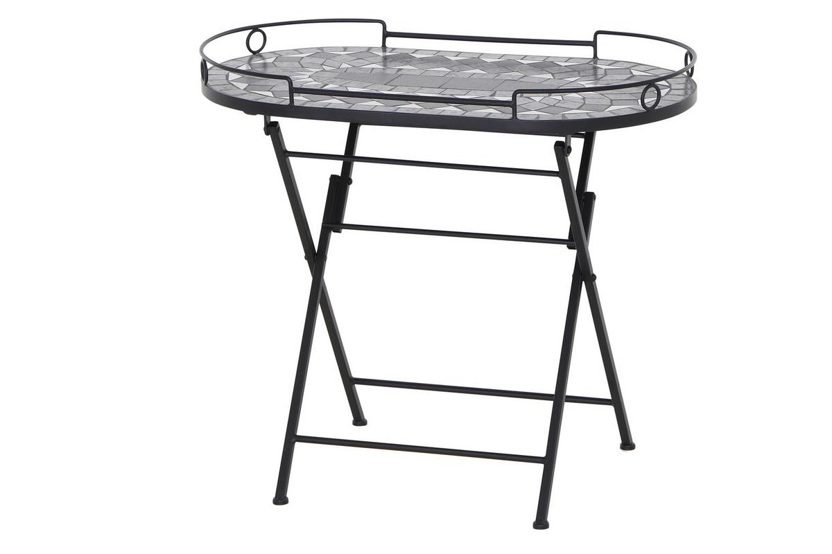 Gartentisch Klappbar Metall/Keramik L 67,5 cm - Schwarz, KONVENTIONELL, Keramik/Metall (67,5/41/60cm) - Siena Garden