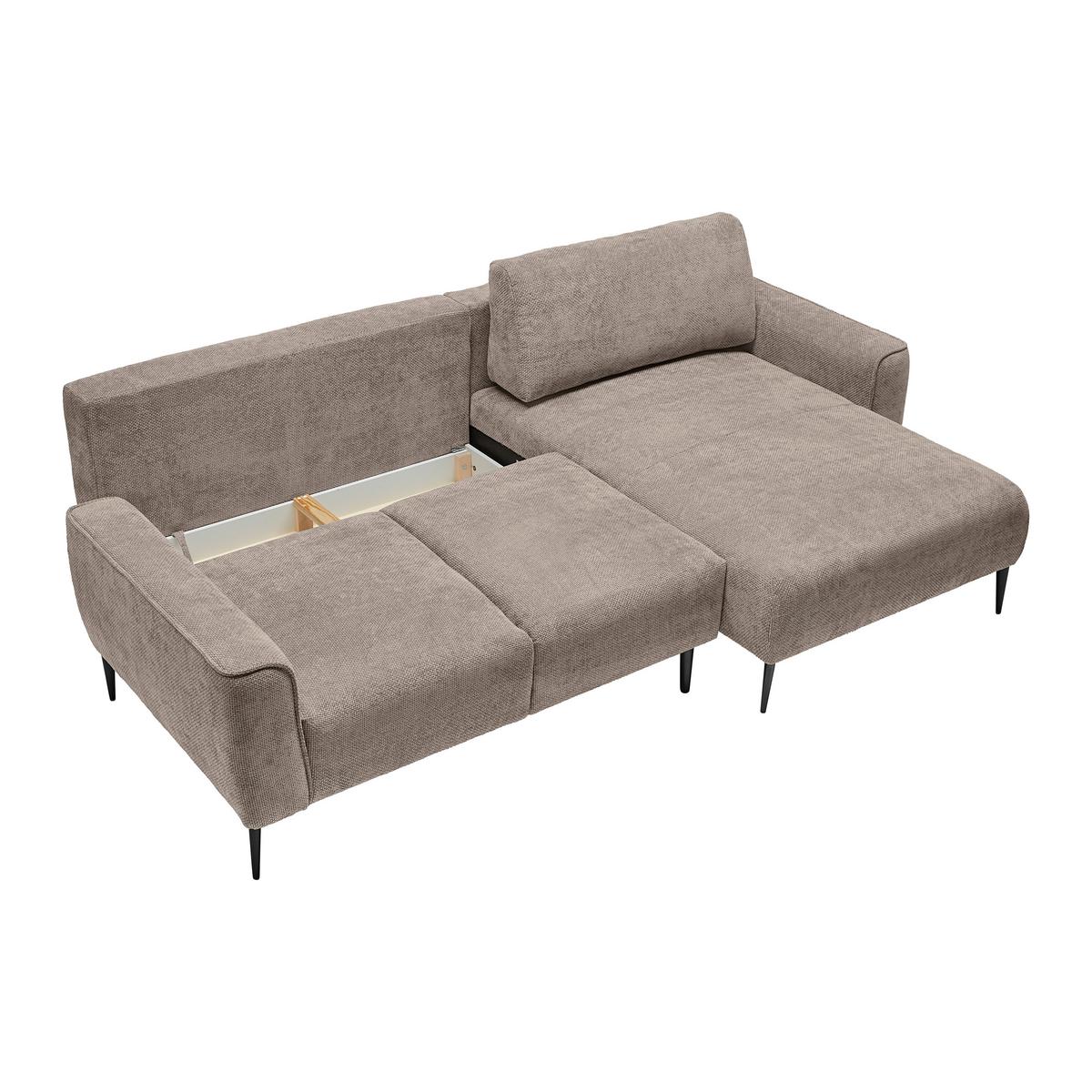 Rohová sedačka CUSTOM, pravá, béžová žinylka - černá/béžová, Moderní, kov/textil (255/164cm) - Mömax