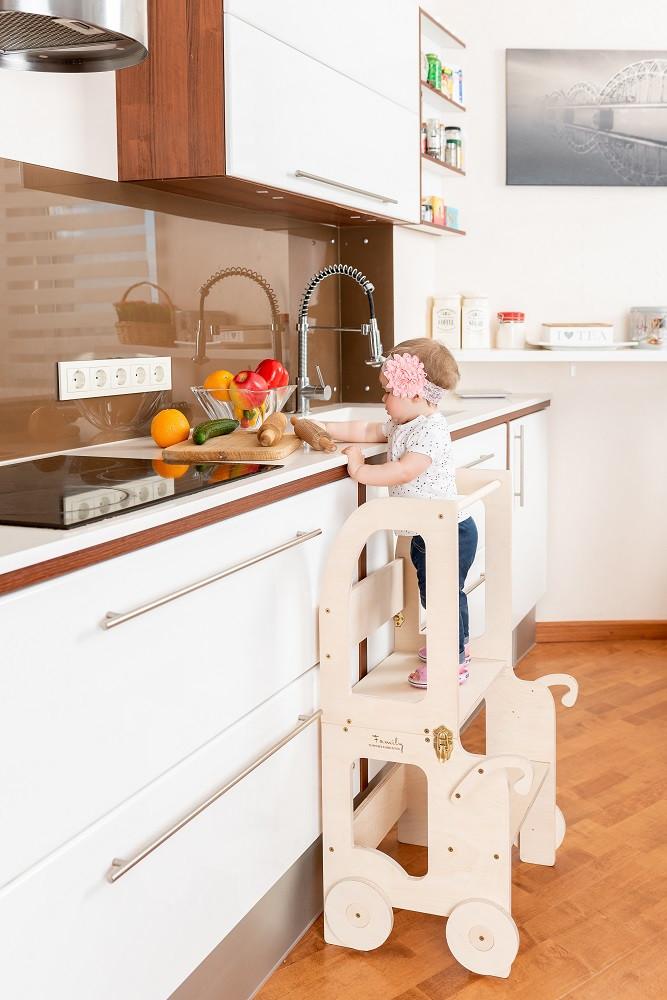 Hochstuhl Trolley Aus Holz Naturfarben - Naturfarben, Basics, Holz (38/90/40cm)