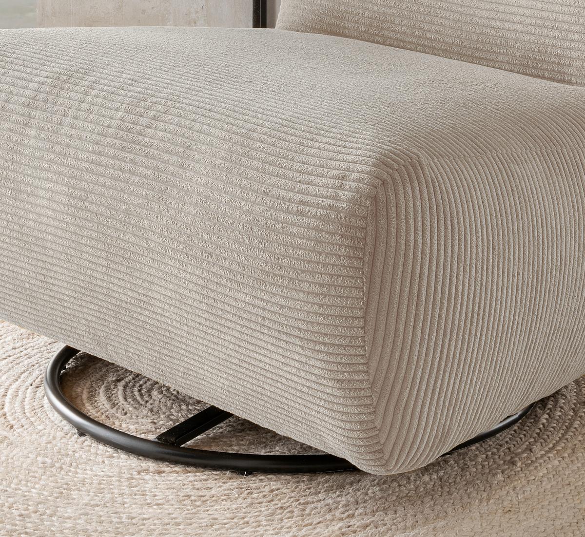 Xxl-sessel Cremallo Beige Wippfunktion, Drehbar, B: 95cm - Beige/Schwarz, Trend, Textil (95/77/94cm) - Livetastic
