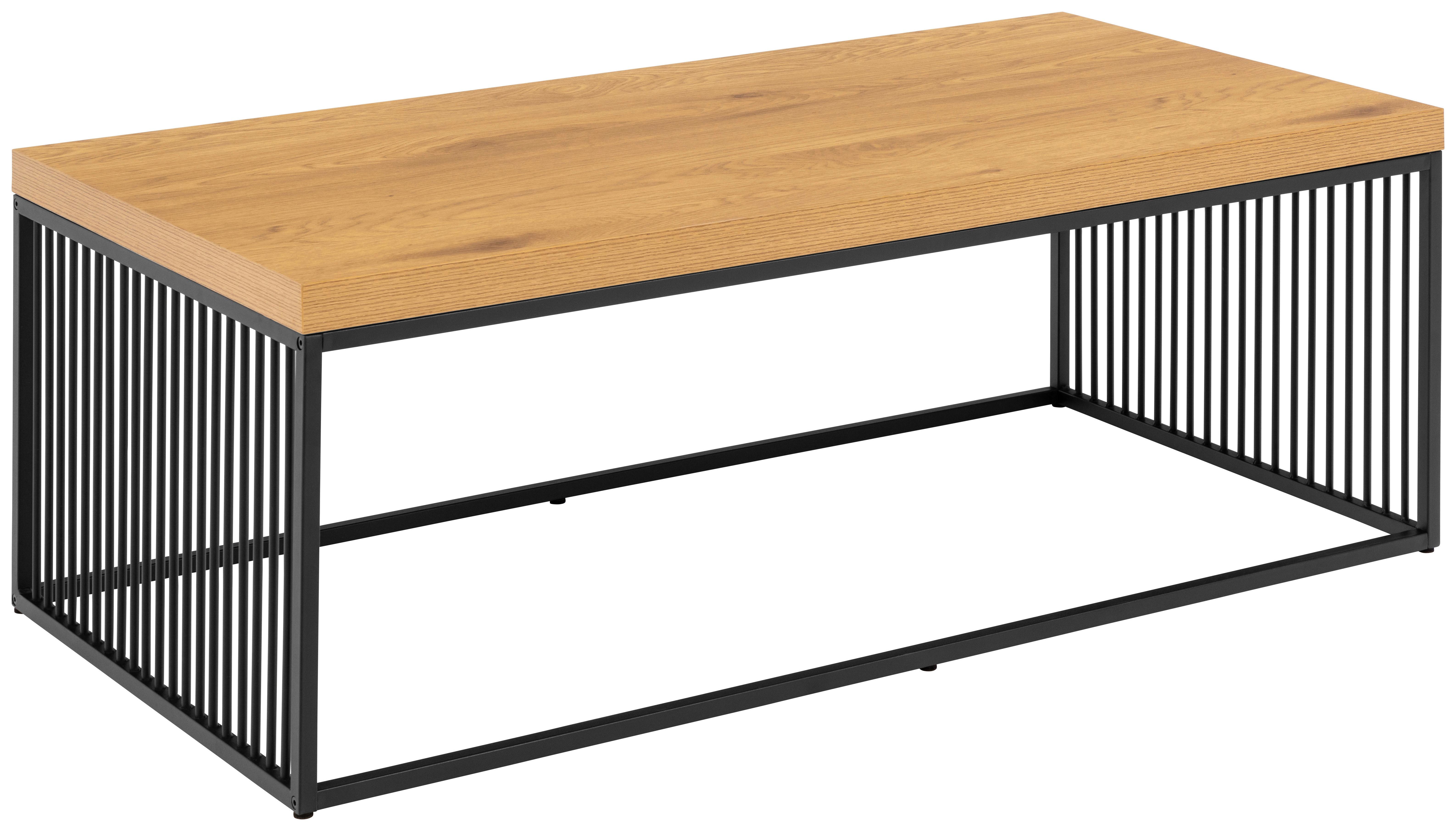 Couchtisch Strington 0000102438 - Eichefarben/Schwarz, Design, Holzwerkstoff/Metall (120/60/40cm) - Livetastic
