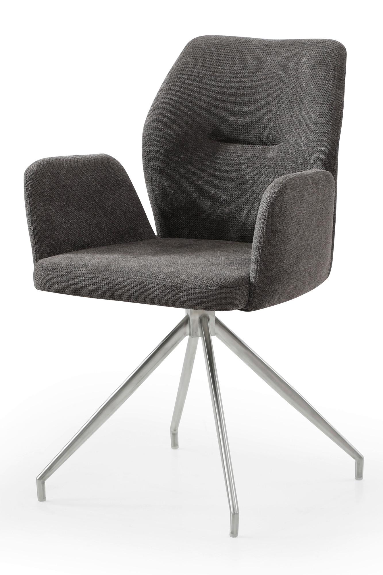 Armlehnstuhl Dunkelgrau B: 60cm - Dunkelgrau/Silberfarben, MODERN, Textil/Metall (60/89/62cm) - Livetastic