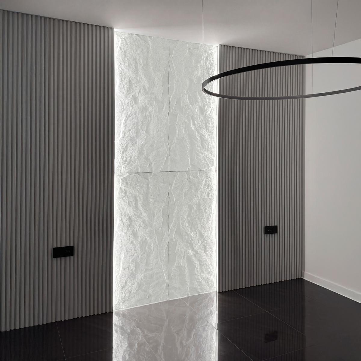 Wandpaneel Bergamo Weiß B: 120 cm - Weiß, MODERN, Kunststoff (120/60/3cm)