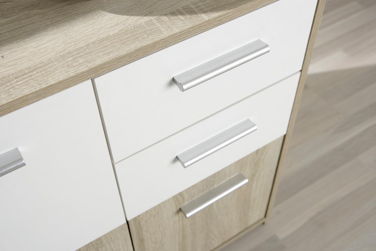 Kommode B 77cm Eboli, Eiche Dekor/Weiß - Weiß/Sonoma Eiche, Basics, Holzwerkstoff (77/77/30cm) - MID.YOU