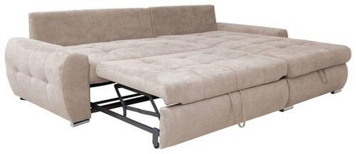 Ecksofa Mit Schlaffunktion Solar Beige 277x175 Cm - Chromfarben/Beige, Design, Textil (277/175cm) - Livetastic