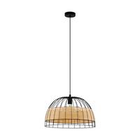 Hängeleuchte Anwick H: 110 cm 1-Flammig, Echtholz/Metall - Schwarz/Naturfarben, Natur, Holz/Metall (50/110cm) - Eglo