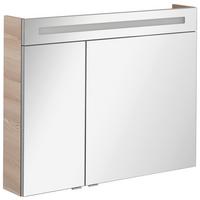 Spiegelschrank B.clever Mit Led 2-Türig BxHxT: 90x71x16 cm - Eschefarben, MODERN, Glas/Holzwerkstoff (90/71/16cm) - MID.YOU