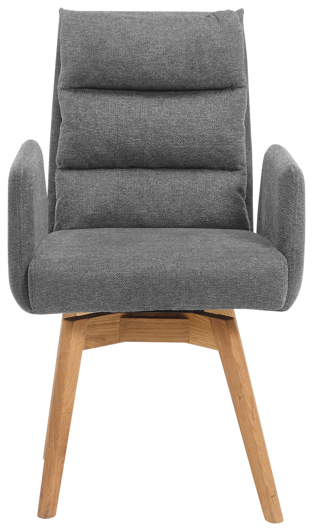 Armlehnstuhl Kampala Anthrazit Gepolstert - Eichefarben/Dunkelgrau, Basics, Holz/Textil (60/92/65cm) - MID.YOU