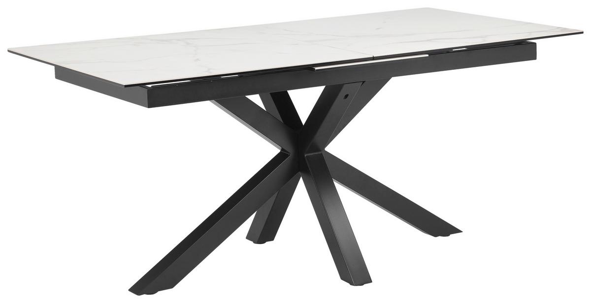 Esstisch Lotus Schwarz/Weiß L: 168-210 cm - Schwarz/Weiß, MODERN, Glas/Keramik (168-210/90/76cm) - MID.YOU
