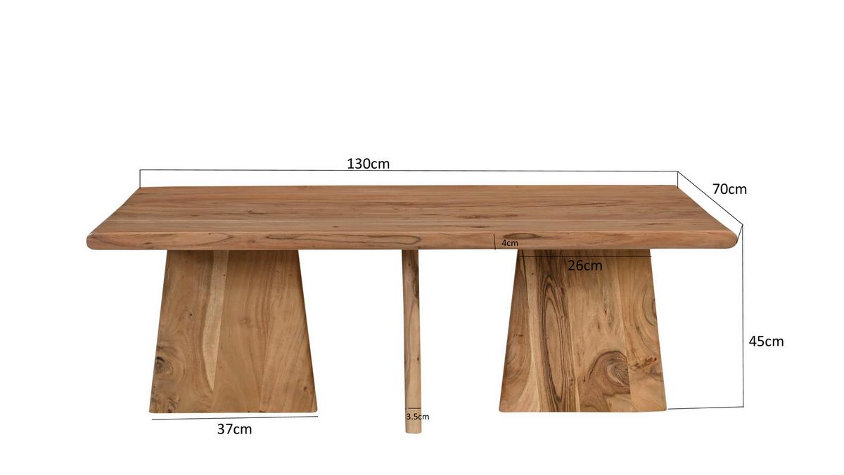 COUCHTISCH Akazie Natur B: 130cm - Naturfarben, Design, Holz (130/70/45cm) - MID.YOU