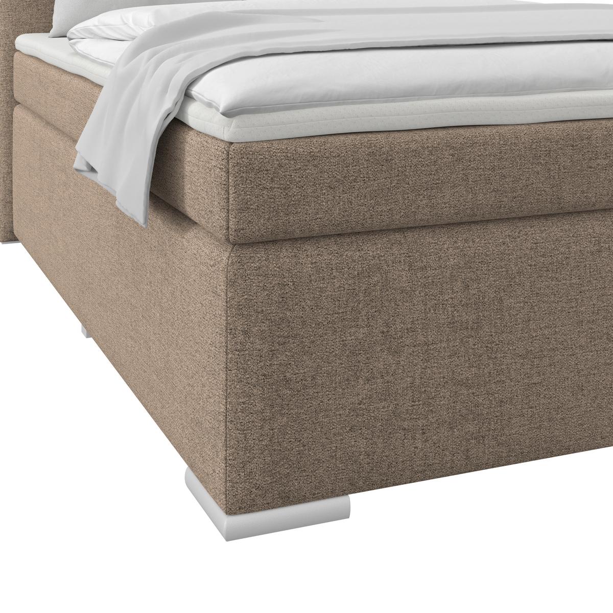 Boxspringbett Mira Cappuccino, Lf:120x200cm - Silberfarben/Grau, KONVENTIONELL, Holz/Textil (120/200cm)