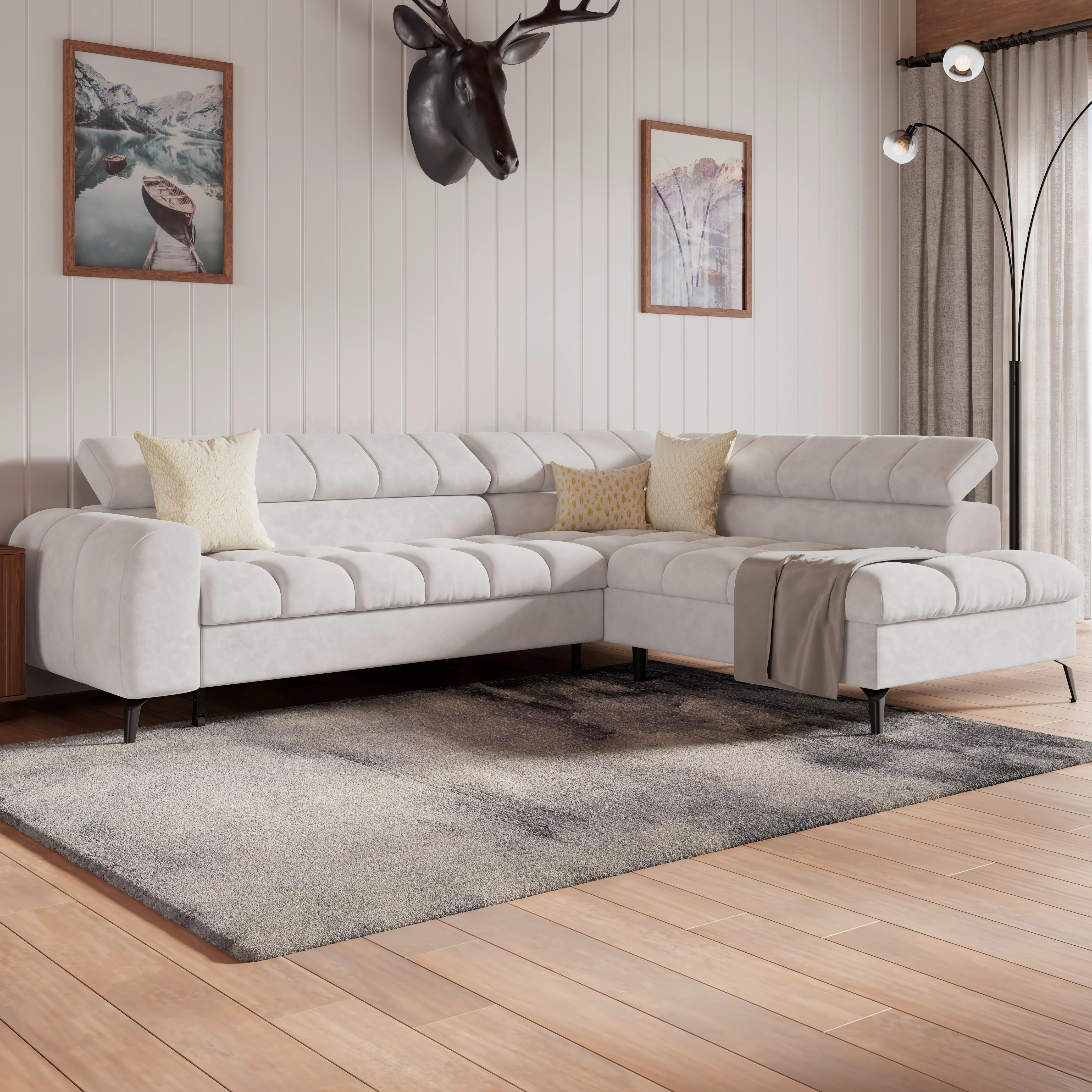 Ecksofa Volf Rechts New Weiß, S: 261x203 Cm - Schwarz/Weiß, Trend, Kunststoff/Textil (261/203cm)