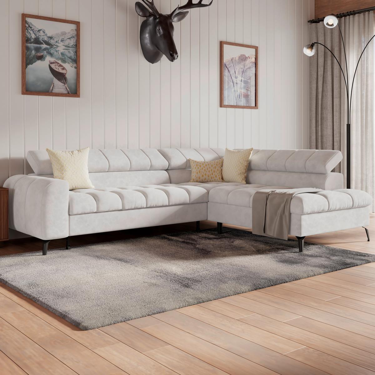 Ecksofa Volf Rechts New Weiß, S: 261x203 cm - Schwarz/Weiß, Trend, Kunststoff/Textil (261/203cm)