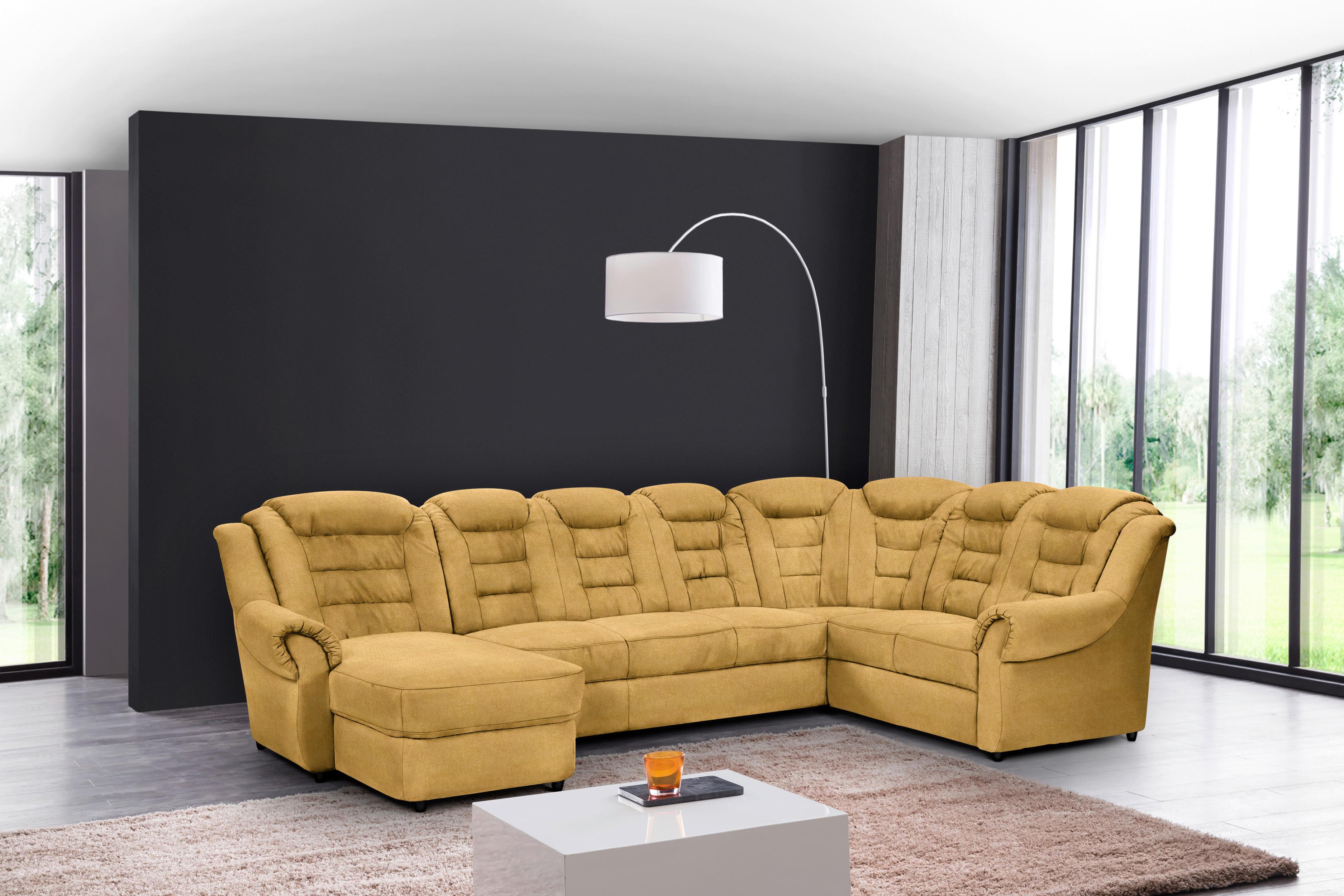 Wohnlandschaft Boston Gelb Chenille - Gelb/Schwarz, KONVENTIONELL, Textil (165/333/216cm) - Livetastic