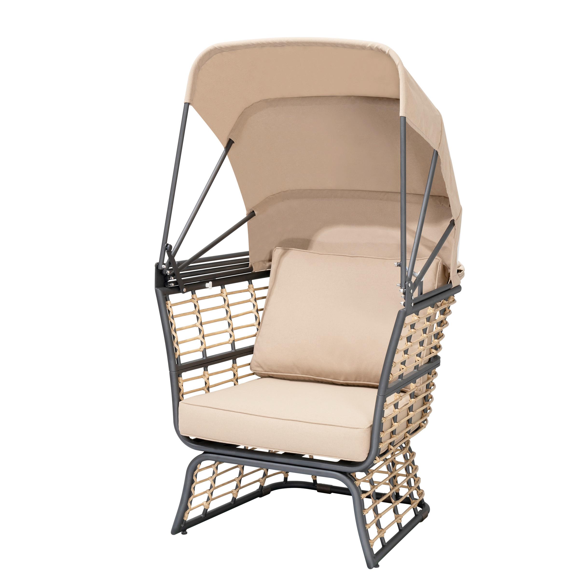 Loungesessel Paros - Anthrazit/Beige, Basics, Kunststoff/Textil (72/154/83cm) - Gardenson