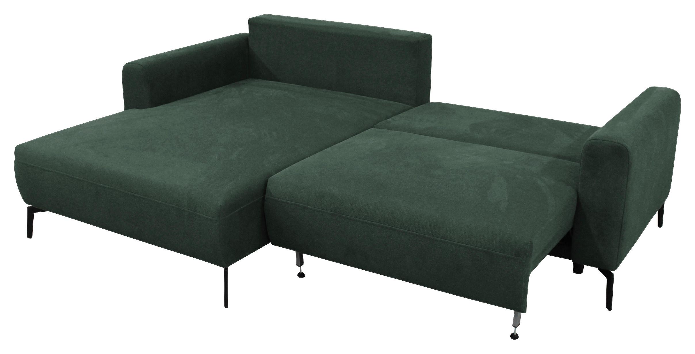 Ecksofa Prince Dunkelgrün S: 163x240cm - Dunkelgrün/Schwarz, Design, Textil (163/240cm) - MID.YOU
