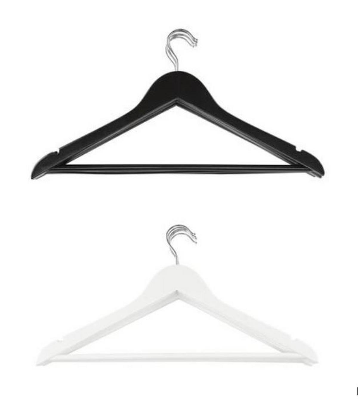 Kleiderbügel aus Holz Paul 5er-Set - Schwarz/Weiß, KONVENTIONELL, Holz/Metall (44,5/23/1,2cm) - Homezone