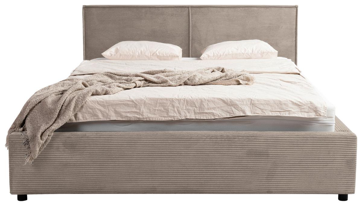 Polsterbett mit Bettkasten Inez Hellbraun 180x200 cm - Hellbraun/Schwarz, MODERN, Holz/Holzwerkstoff (180/200cm) - MID.YOU