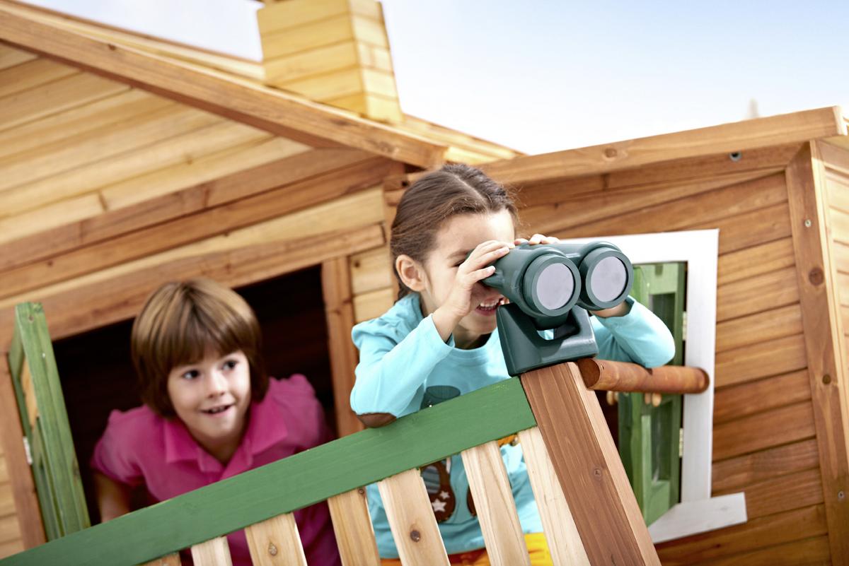 Spielhaus Holz Mit Rutsche Und Kletterwand Braun Grün Max - Braun/Naturfarben, KONVENTIONELL, Holz (435/291/180cm) - Ambia Garden