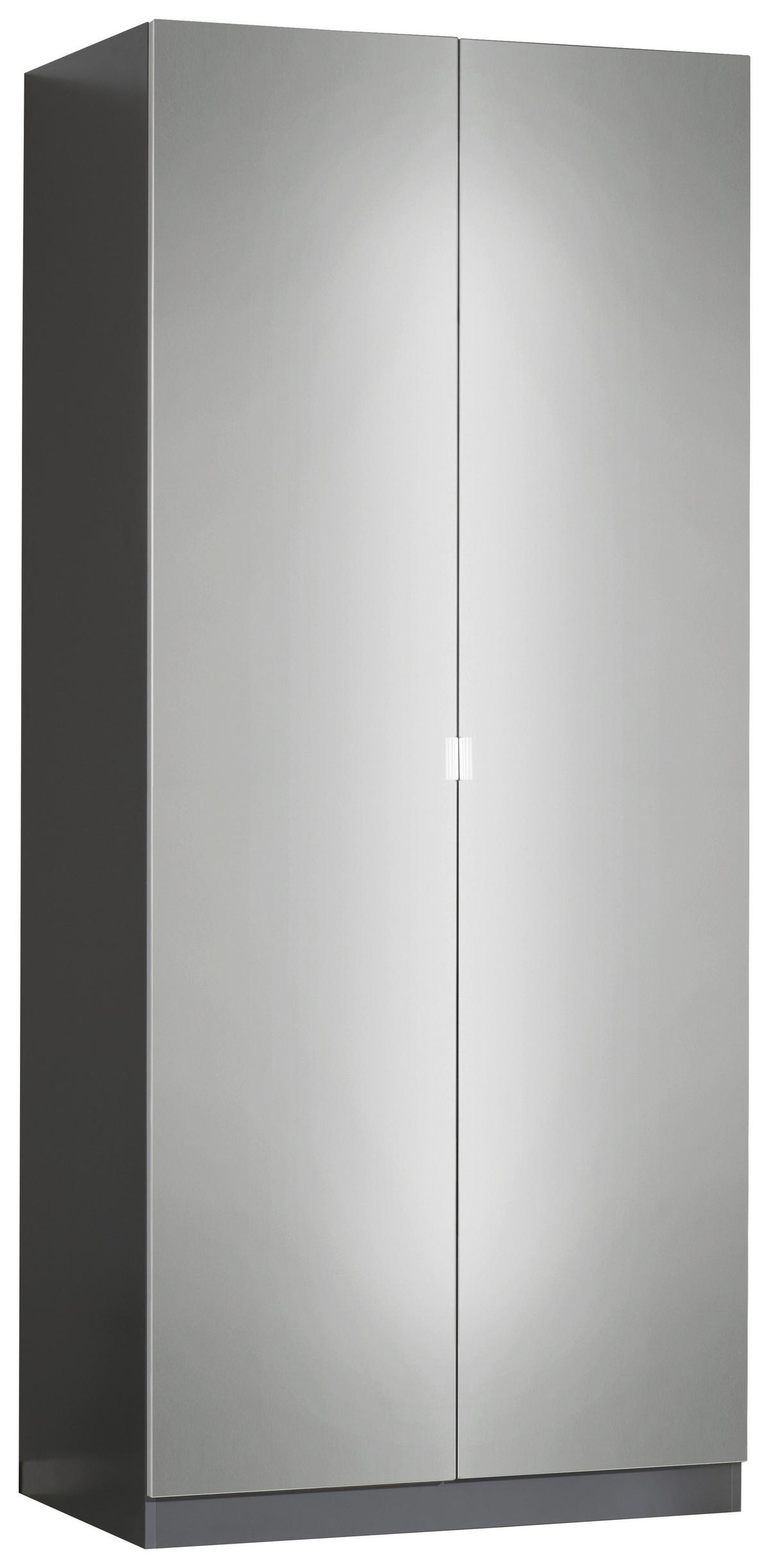 Drehtürenschrank mit Spiegel 91,1cm Unit Anthrazit - Anthrazit, MODERN, Holzwerkstoff (91,1/210/58,3cm) - Ondega