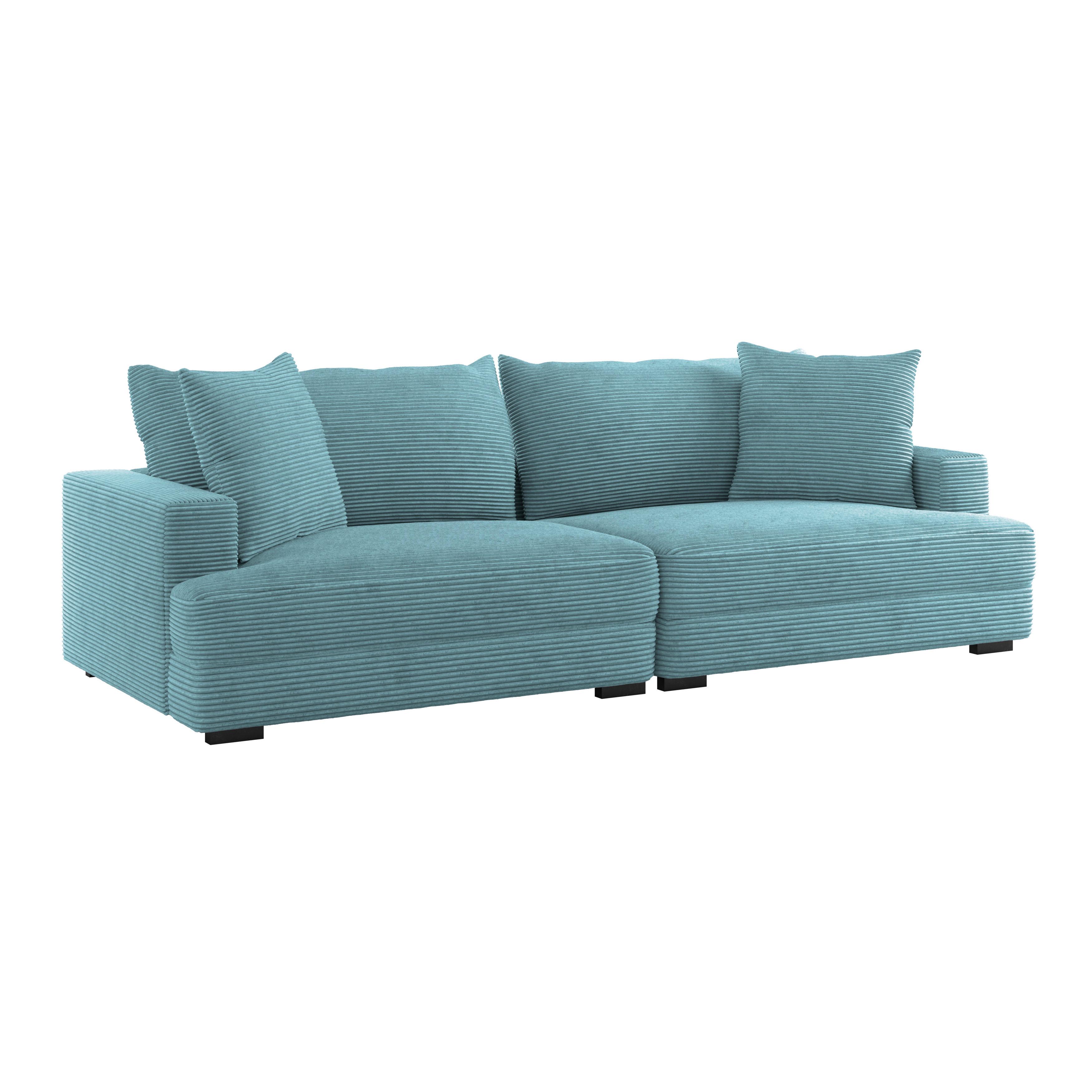 Big Sofa Pelle Mit Kissen B: 261 Cm Hellblau - Wengefarben/Hellblau, Trend, Textil (261/124cm) - Luca Bessoni