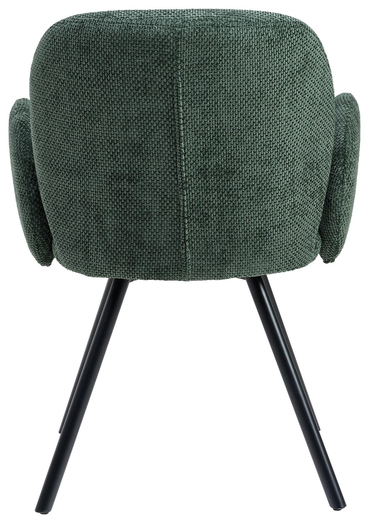 Armlehnstuhl Niklas Schwarz/dunkelgrün Gepolstert - Dunkelgrün/Schwarz, LIFESTYLE, Holz/Textil (60/87/65cm) - Livetastic