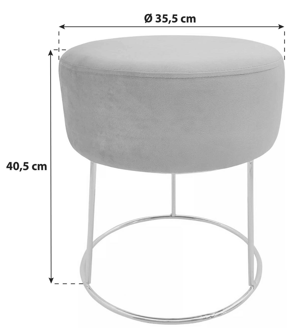 Hocker Marilyn Samt Grau Sitz Gepolstert H: 40,5 cm - Goldfarben/Grau, Design, Textil (35,5/40,5/35,5cm) - Echtwerk