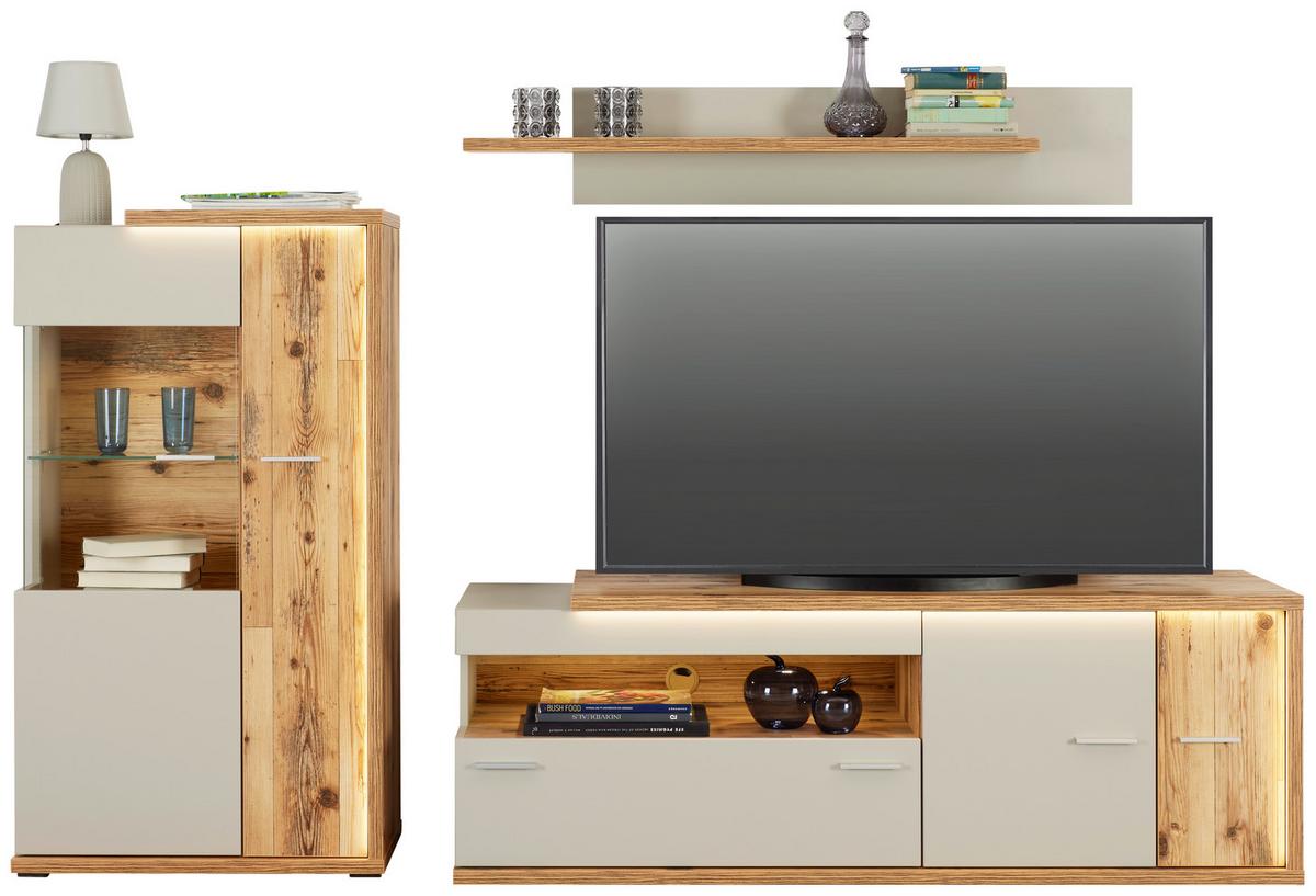 Vitrine Ambiente B: 73,5 Cm Mit Led Alpine Lodge Dekor - MODERN, Glas/Holzwerkstoff (73,5/131,6/43,6cm)