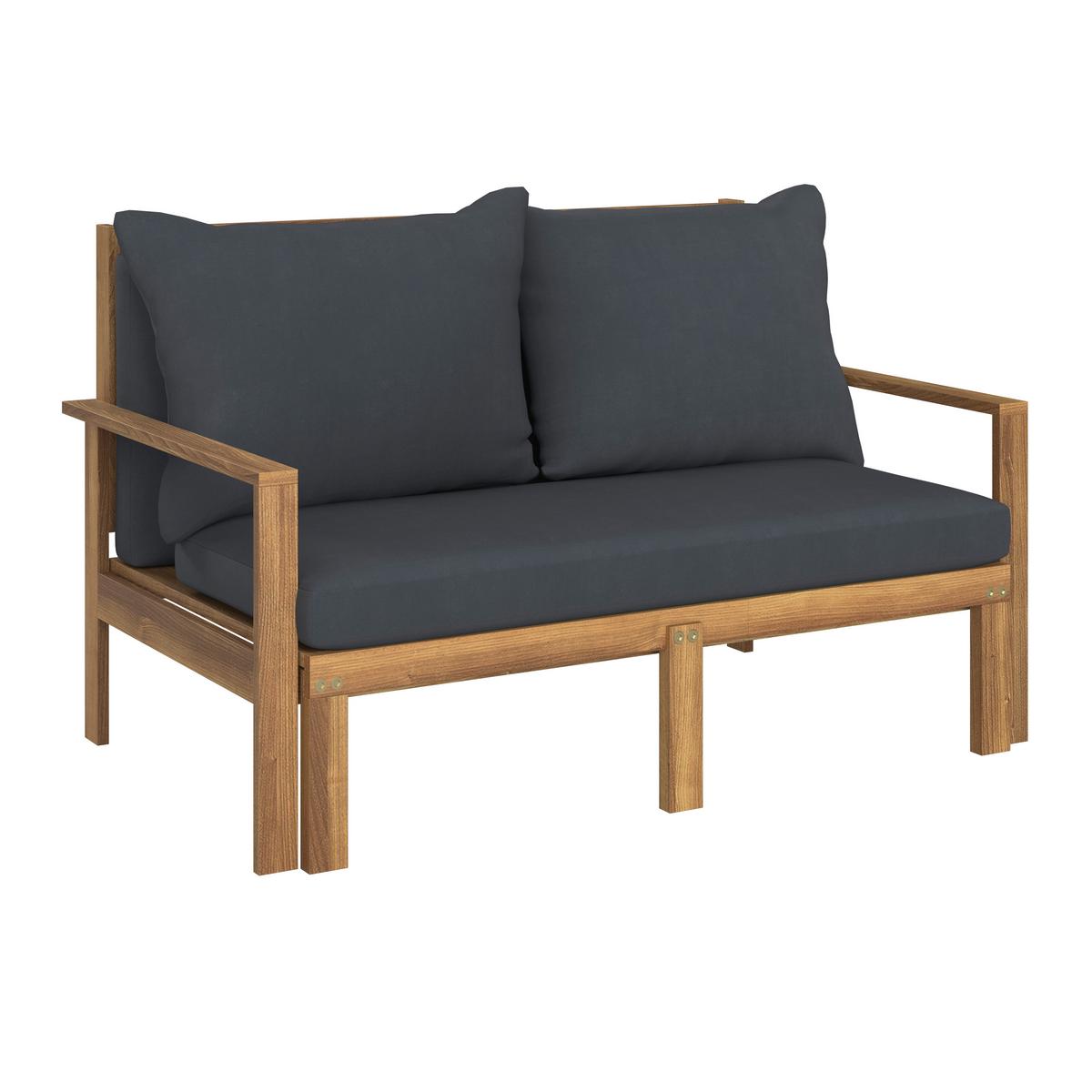 Záhradní pohovka PIA - tmavě šedá, Moderní, dřevo/textil (130/75/80-130cm) - Bessagi Garden