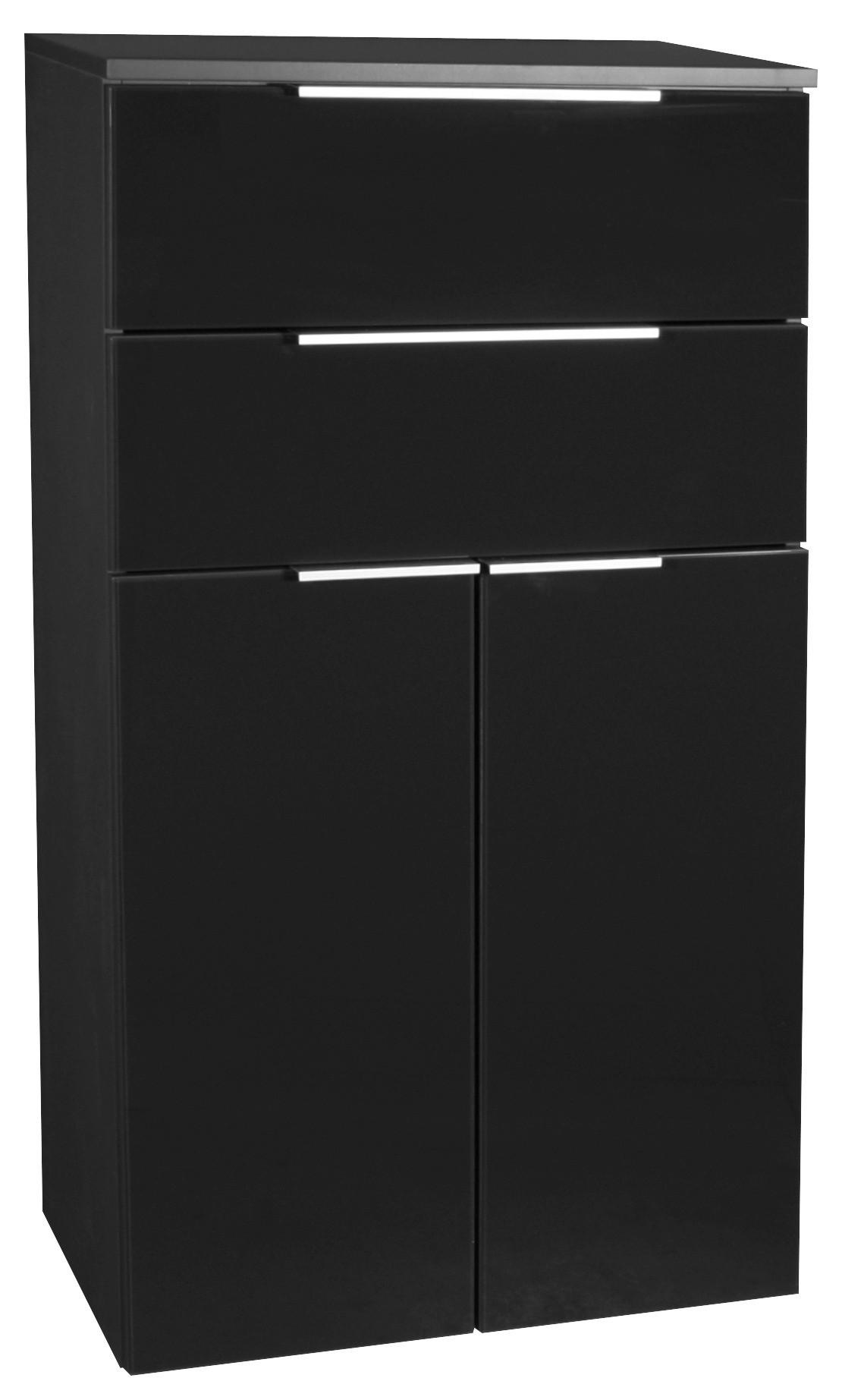 Midischrank Mit Soft-Close Kara B: 61cm, Anthrazit - Anthrazit/Alufarben, MODERN, Glas/Holzwerkstoff (61/106,5/32cm) - MID.YOU