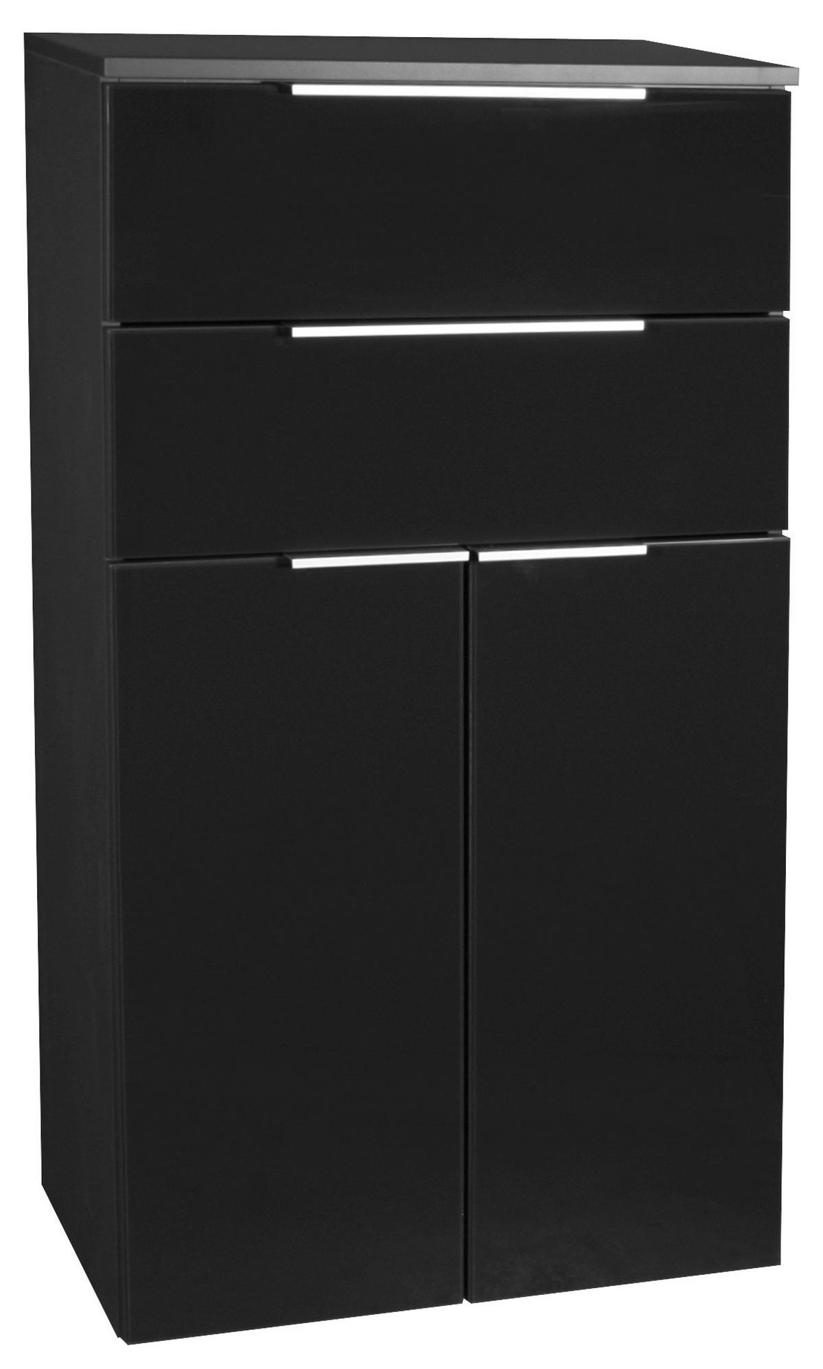 Midischrank Mit Soft-Close Kara B: 61cm, Anthrazit - Anthrazit/Alufarben, MODERN, Glas/Holzwerkstoff (61/106,5/32cm) - MID.YOU