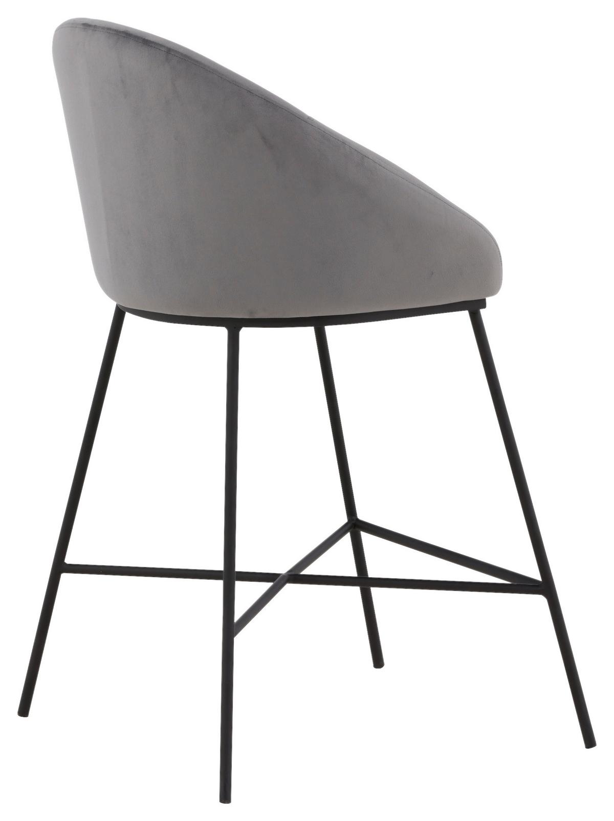 Barhocker Velvet - Dunkelgrau/Schwarz, Design, Textil/Metall (58,5/97/57cm) - Livetastic