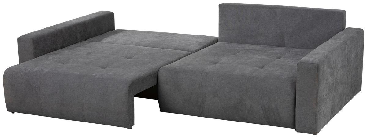 Big Sofa mit Schlaffunktion + Bettkasten Hanna B: 280 cm - Schwarz/Grau, MODERN, Textil (280/87/145cm)