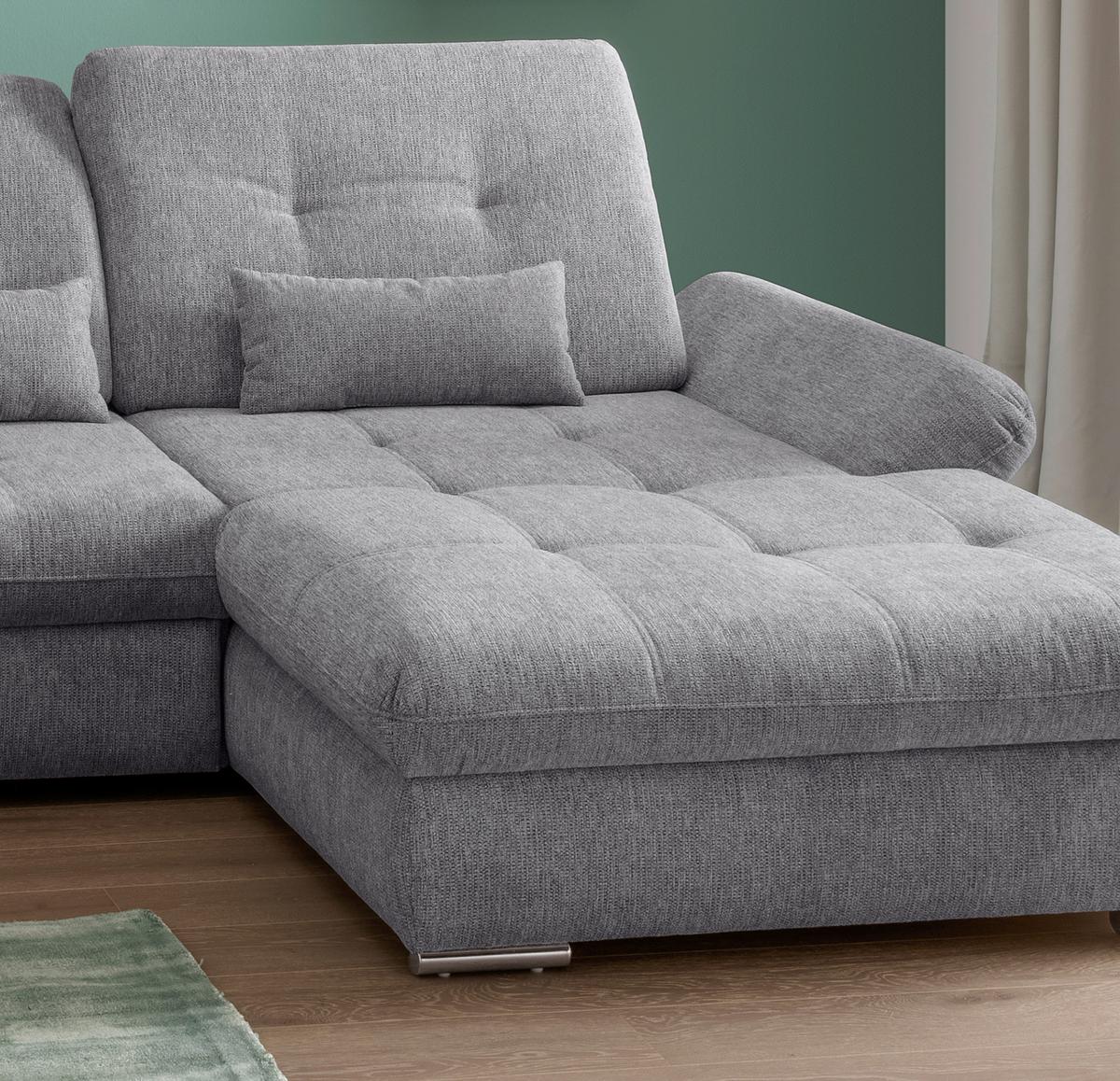 Ecksofa Dalida Dunkelgrau S: 300x196cm - Chromfarben/Dunkelgrau, MODERN, Textil (300/196cm) - Livetastic