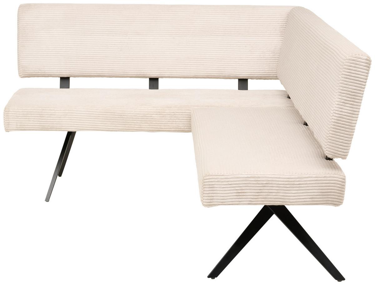 Eckbank Chios Cord Beige, S: 150x190 Cm - Beige/Schwarz, KONVENTIONELL, Textil/Metall (150/190cm) - MID.YOU