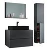 Badezimmer Lendas Bl L - Anthrazit/Schwarz, MODERN, Glas/Keramik (114cm) - MID.YOU