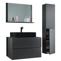 Badezimmer Lendas Bl L - Anthrazit/Schwarz, MODERN, Glas/Keramik (114cm) - MID.YOU