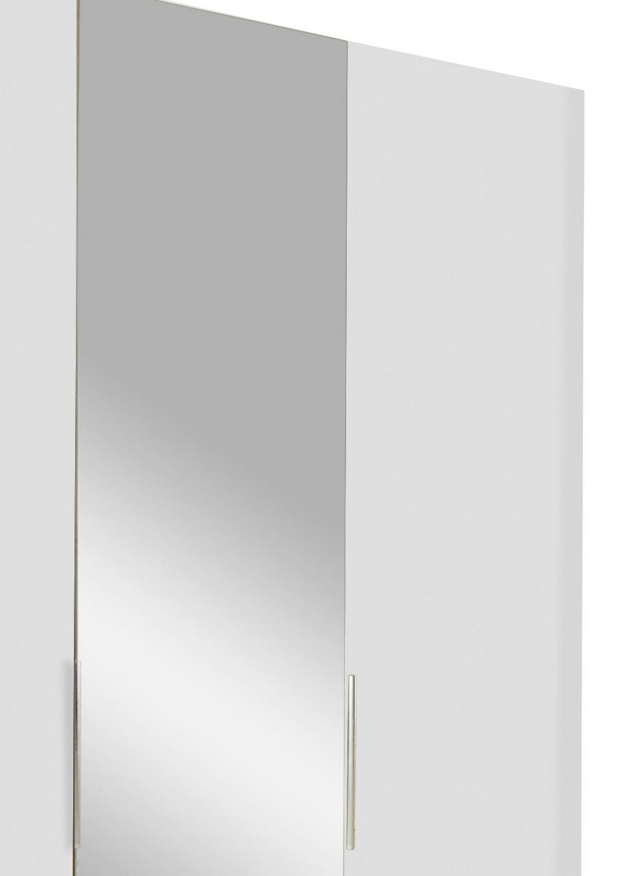 Drehtürenschrank Mit Spiegel + Laden 150cm Level 36a, Weiß - Silberfarben/Weiß, MODERN, Glas/Holzwerkstoff (150/216/58cm) - MID.YOU